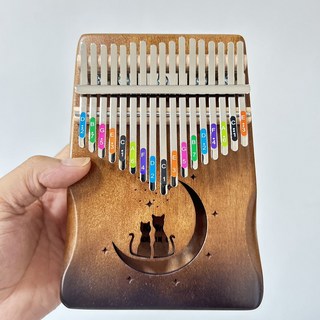 卡林巴琴 馬林巴琴 手琴 指姆琴 拇指琴 初學者拇指鋼琴樂器 生日禮物, 1個, 17音【複古漸變貓】+曲譜