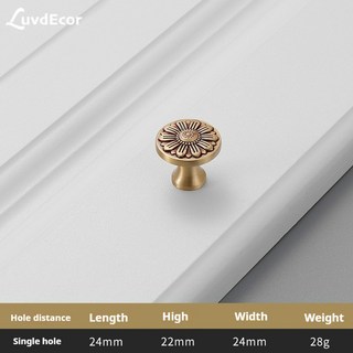 新中式純黃銅衣櫃拉手 復古櫥櫃抽屜把手 家具五金配件, 1個, B-02-Single Hole01