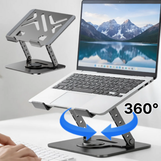 헤르메스마켓 풀메탈 360도 회전 노트북 거치대, 1개, 무광 건그레이