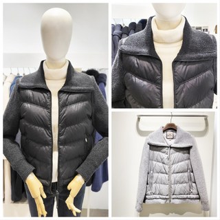 올리비아로렌 카라 집업 니트 콤비 덕다운 오리털 패딩 점퍼 nc청주점 vvbkd4w9381