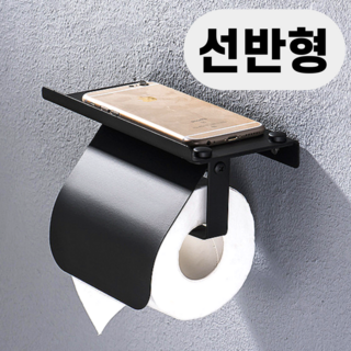 우아미 무타공 화장실 휴지걸이, 블랙, 1개