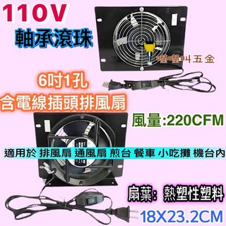 15公分 6吋 管道抽風機 排風扇 通風扇 - 煎台 餐車 小吃攤 模型抽風機 模型噴漆 散熱風扇, 6吋1孔排風扇 110v, 6吋1孔排風扇 110v