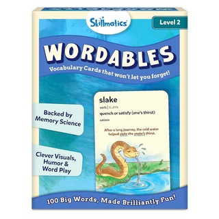 SAT 준비를 위한 스킬매틱스 어휘 플래시 카드 워드플레이 비주얼 및 사운드플레이 12세 13세 14세 이상을 학습 지원 교육 선물 스크린 프리 언어 게임으로 100단어 배우기, Level 2, 1개