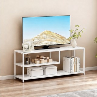 E家工廠 120CM 三層電視櫃 客廳長櫃 高腳收納櫃, 428-120公分三層電視櫃（白色）