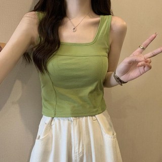 韓系純色百搭吊帶美背帶胸墊背心女新款內搭外穿無袖修身打底上衣