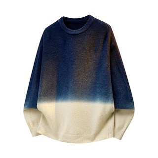 情侶款圓領針織毛衣，男士長袖潮流百搭休閒慵懶風寬鬆毛衣