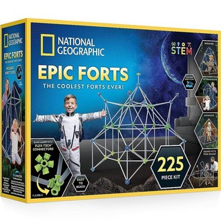내셔널지오그래픽 실내 요새 조립 키트 - 창의적인 놀이를 위한 225피스 STEM 빌딩 장난감 토이 담요, 1개