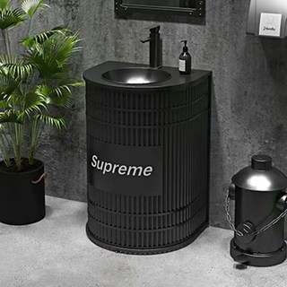 Shark家具 桶裝造型洗手台，復古工業風設計, 黑色 送水龍頭 logo 免費定製, 1個