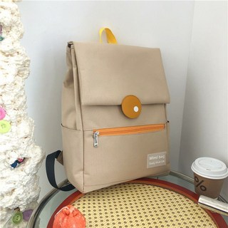 15.6寸筆電雙肩包 簡約防水大容量學生書包, 卡其色加厚升級可放16寸筆記本電腦