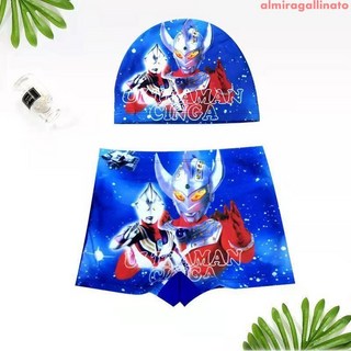 奧特曼男童泳褲泳帽卡通中小童游泳套裝 2025夏季新款兒童泳裝 男孩泳褲時尚潮流