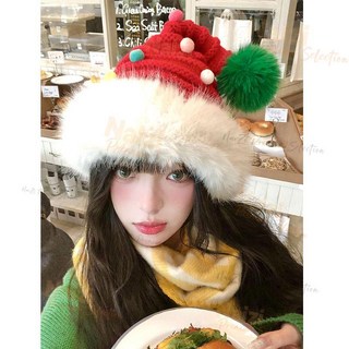 新竹出貨 聖誕節聖誕毛絨帽子冬季紅色搞怪可愛加厚保暖護耳堆堆針織毛線帽