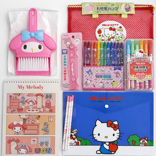 산리오 캐릭터 문구세트 신학기선물 행복세트, 1세트, 핑크(마이멜로디+키티)