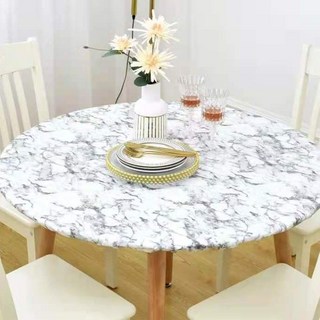 北歐風圓桌桌布110-140cm布藝防水防油防燙免洗圓形家用塑膠PVC茶几餐桌布碎花大理石簡約通用桌墊檯布餐館鬆緊帶桌套, 編織紋,直徑111-140cm圓桌, 1個