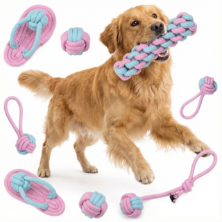 7종 세트 리스펫 강아지 파스텔러버 터그놀이 로프 장난감