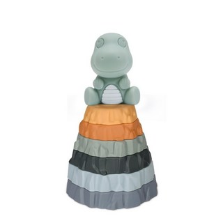 嬰幼兒益智積木認知浮雕方塊軟積木疊疊樂搪膠軟膠積木玩具, 霸王龍火山圈6層（彩盒）, 1個