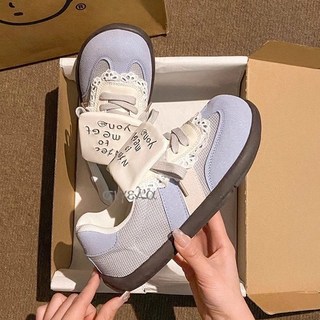 泡芙鞋女復古圓頭厚底德訓鞋女2025新款春秋輕便休閒運動阿甘板鞋