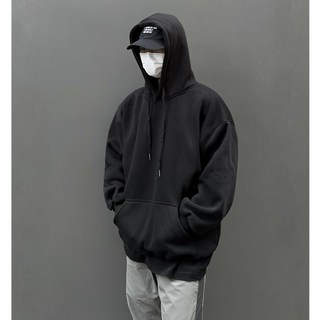 밑단 셔링 순면 품질 오버핏 후드 티셔츠 겨울 남성 루즈핏 옷 DJP