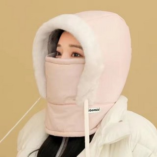 겨울 방한 기모 모자 두꺼운 일체형 넥워머 겸 마스크 야외 라이딩 등산 스키용 방풍 모자
