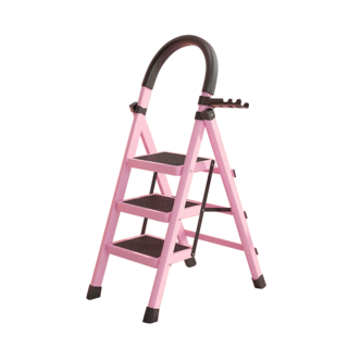 粉色摺疊人字梯，家用梯凳，多功能梯子，加厚防滑, 1個