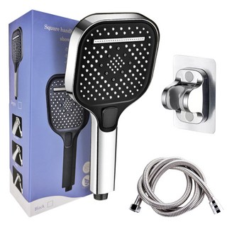 Annisely 샤워기 헤드 호스 거치대 세트, 실버 본품 1개, 2M 호스 1개, 거치대 1개, 1세트