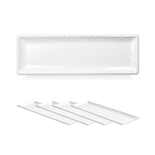유포코리아 업소용 흑백멜라민 직사각뷔페접시 51.5cm, 화이트, 5개