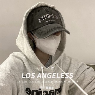 水洗美式復古大頭棒球帽男女款，帽檐加大顯臉小，字母加深刺繡鴨舌帽，百搭時尚