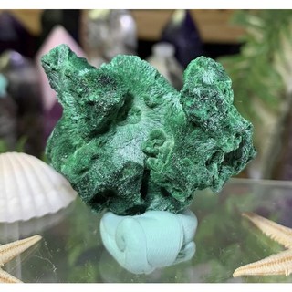 針狀孔雀石原礦 (附礦標盒) 天然孔雀石 擺件 收藏 針狀孔雀石, 1個