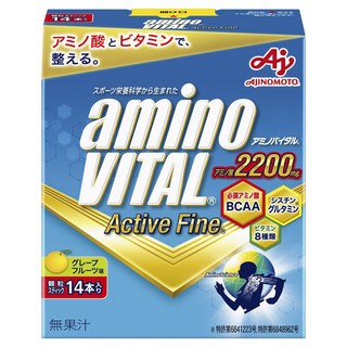 AJINOMOTO 味之素 aminoVITAL Active Fine胺基酸粉末 葡萄柚風味 14條入, 34.7g, 1盒