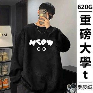 重磅大學T 麂皮絨印花長袖衛衣男女