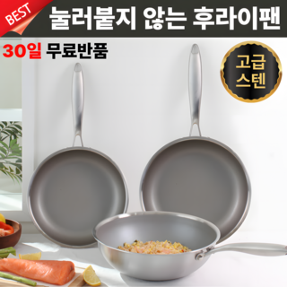 프리미엄 엠보 코팅 인덕션 스텐 후라이팬 논스틱 IH, 1개, 28cm 프라이팬, 실버