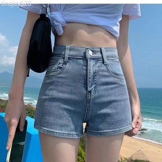 網紅泫雅風高腰彈力A字顯瘦牛仔短褲，夏季新款包臀修身直筒性感短褲