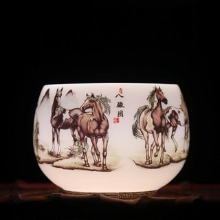 월월중국식품 양지옥 도자기 주인배 (팔준도), 화이트, 1개