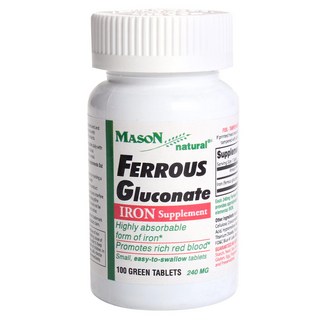 Mason Naturals 無麩質葡萄糖鐵錠, 100顆, 1罐
