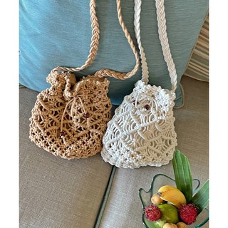 휴양템 복조리 라탄 니트 여름가방 밀짚 비치백 휴양지가방 여행용 바캉스 네트 그물 버킷 원통 숄더 크로스 비치백