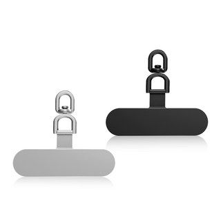 HONG JIN 宏晉 旋轉金屬手機墊片 固定夾片 不鏽鋼 加強版 吊繩掛片 免掛繩孔 頸掛繩 超薄, 高級-黑色(金屬), 1個