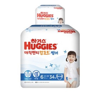 하기스 2021 매직팬티 뉴컴포트 썸머 팬티형 공용 점보형 6단계 (17kg~ ), 340매