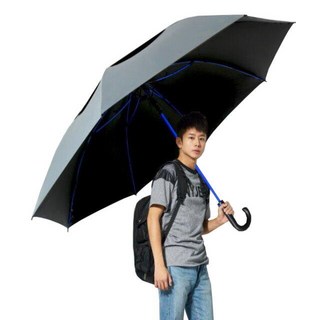 超大雨傘 35英吋 自動傘 勾勾彎把 黑膠雙層傘