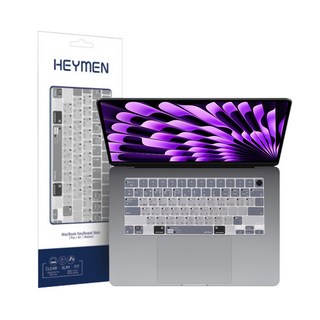 헤이맨 맥북 에어 15 인치 M2 M3 파스텔 컬러 키보드 자판 보호 키스킨, 다크그레이, 1개