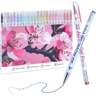 3D 아크릴 젤 펜 48가지 색상의 페인트 마커 1mm 총알 끝점 검은 종이용 바위 그림 유리 나무 패브릭 카드 스크랩북DIY 아트 크래프트, 36 colors