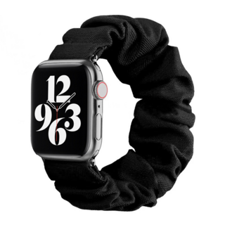링고룸 애플워치 호환 곱창 밴드 스트랩 스크런치, 1개, 블랙