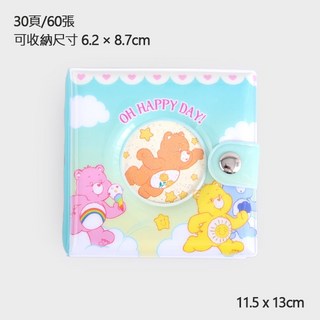 韓國大創 彩虹熊 care bears 卡冊 卡套 吊飾 小卡收集冊 相簿 四格照 偶像 追星卡冊 拍立得 相本, 三環小卡相冊 橘熊, 20頁/40張