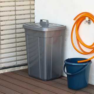 聯府 大型商用垃圾桶 95L萬用桶 CN995 銀采方型 資源回收桶 掀蓋垃圾桶 分類回收桶 儲水桶 台灣製, 灰色