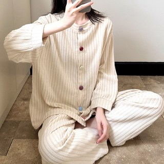 스피세프 여성 긴팔 잠옷 편안한 겨울 파자마 상하의 세트