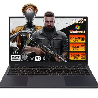 15.6인치 노트북 Win 10 노트북 1920 x 1080 코어 HD 화면 최대 2.9GHz 노트북 16GB 512GB SSD 한글 백라이트 키보드 사무용 학습 게임용 노, i5-1240P, WIN10, Black