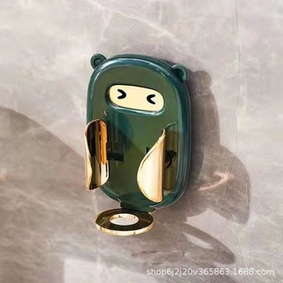 台灣熱賣 重力感應電動牙刷架座 置物架 免打孔壁掛式收納支架 放牙刷託盒 兒童, 墨綠色, 1個