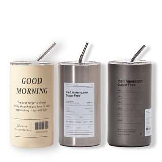 美式工業風不鏽鋼隨行杯 保溫冷萃咖啡冰霸杯 附吸管 消光灰, 1個, 600ml