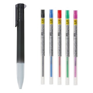 유니 스타일핏 5C 홀더 + 0.38 리필심 5색, 블랙(M24) + 리필 5색