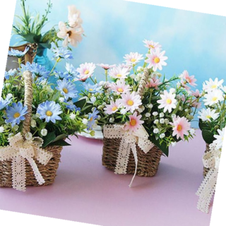 미니어처소품 인테리어 미니 조화 바구니 데이지 벽장식 꾸미기 1P