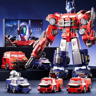 laderive 변신로봇 장난감 자력 융합 다섯 대 차량형 로봇, 빨간색, 1개
