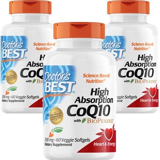 Doctor's BEST 高吸收輔酶Q10素食膠囊 200mg, 60顆, 3罐